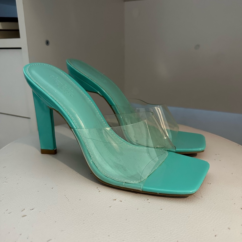 Charlotte Russe Aqua Heels with Clear Strap